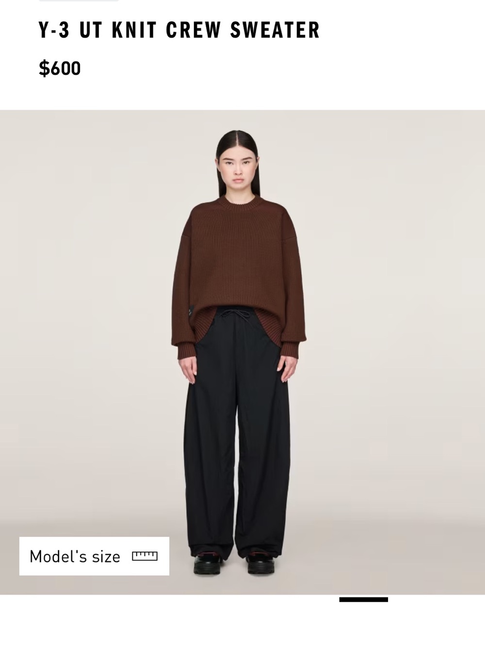 Y-3 Brown Ribbed Crewneck Sweater